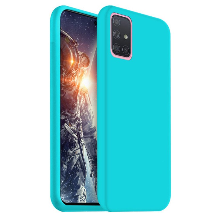 Комплект меки силиконови капаци, съвместими с Samsung Galaxy A71, изработени от гъвкав и ултра-тънък силикон, Mint + защитно стъклено фолио, съвместими с Samsung Galaxy A71