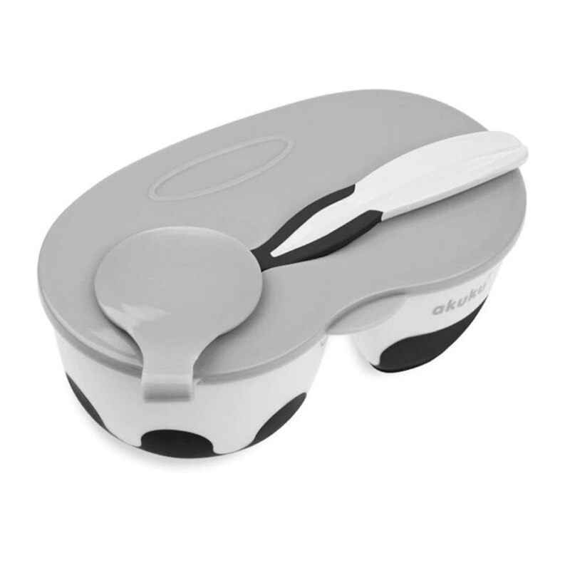 Set 2 piese castron si lingurita 0+ luni Akuku A0428, Gri