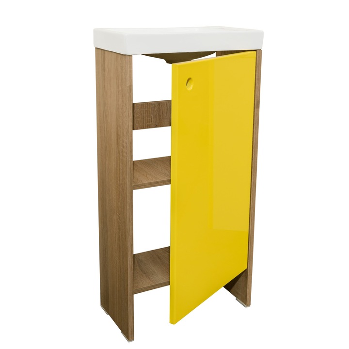 Set baza mobilier baie Lemon, 45 cm, cu lavoar ceramic