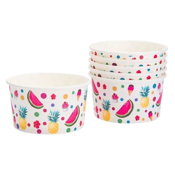 Set boluri pentru inghetata, Zola®, din carton, model cu fructe, 6 bucati, 240 ml Set boluri pentru inghetata, Zola®, din carton, model cu fructe, 6 bucati, 240 ml