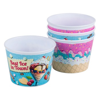 Set boluri pentru inghetata, Zola®, din plastic, cu imprimeu 290 ml, 4 bucati Set boluri pentru inghetata, Zola®, din plastic, cu imprimeu 290 ml, 4 bucati