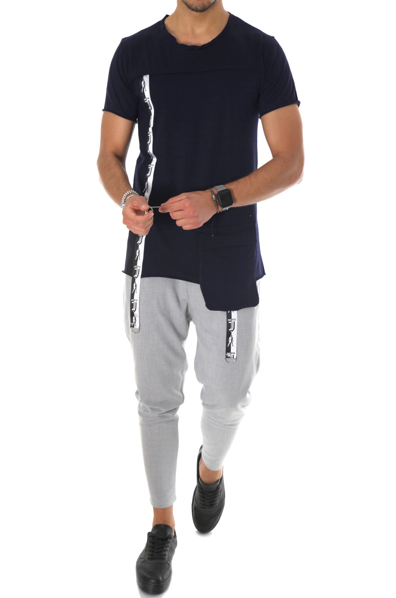 Tricou bleumarin, A9722, slim fit, pentru barbati, Bleumarin