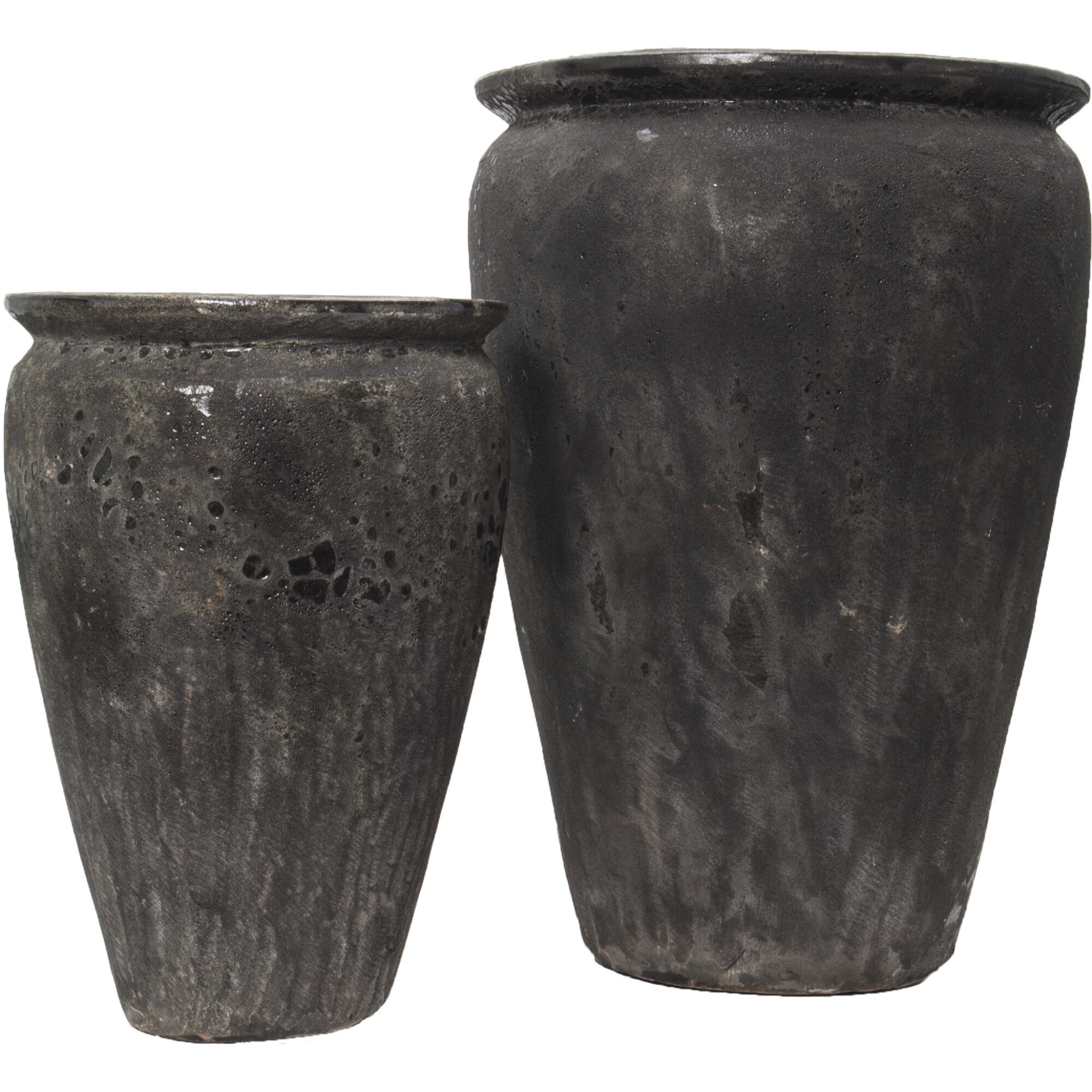 Set 2 ghivece decorative Veranda Concept, AT-27-A, culoare Negru, Diametru x Inaltime 50x73, 36x53