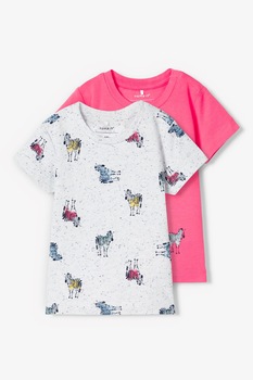 NAME IT, Set de tricouri, imprimeu zebre - 2 piese, Fucsia/Alb, Fucsia/Alb NAME IT, Set de tricouri, imprimeu zebre - 2 piese, Fucsia/Alb, Fucsia/Alb