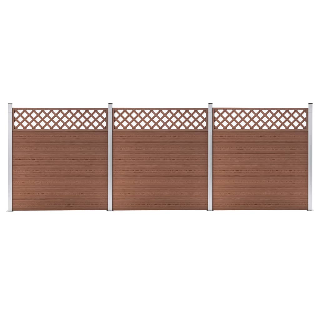 Set de 3 panouri de gard vidaXL- Lemn compozit, 526 x 185 cm, Maro