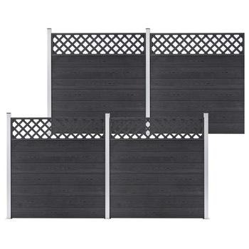 Set de 4 panouri de gard vidaXL- Lemn compozit, 699 x 185 cm, Gri Set de 4 panouri de gard vidaXL- Lemn compozit, 699 x 185 cm, Gri