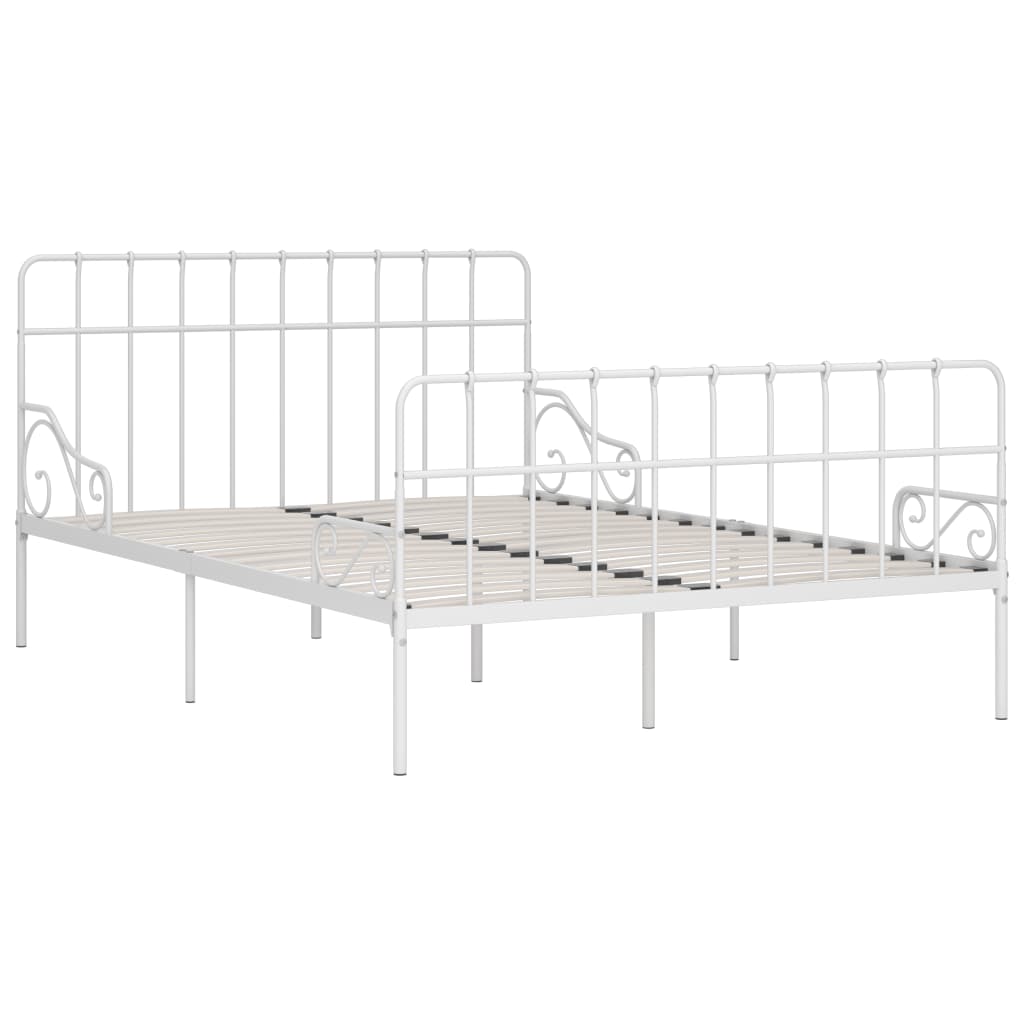 Cadru de pat dublu cu baza de sipci, vidaXL, Metal, 160 x 200 cm, Alb