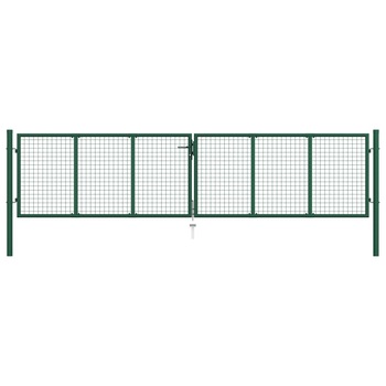 Poarta de gradina, vidaXL, Otel galvanizat, 400 x 125 cm, Verde inchis Poarta de gradina, vidaXL, Otel galvanizat, 400 x 125 cm, Verde inchis