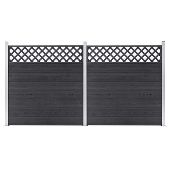 Set de 2 panouri de gard vidaXL, Lemn compozit, 353 x 185 cm, Gri Set de 2 panouri de gard vidaXL, Lemn compozit, 353 x 185 cm, Gri