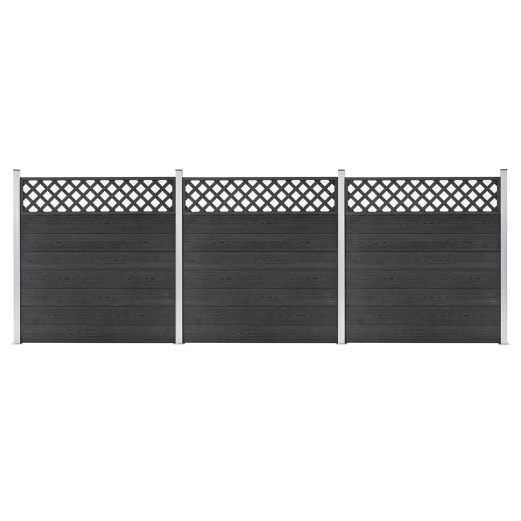 Set de 3 panouri de gard vidaXL, Lemn compozit, 526 x 185 cm, Gri