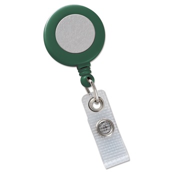 Set 10 clipsuri rola cu snur retractabil pentru ecuson legitimatie card acces, bareta ranforsata, verde cu sticker argintiu Set 10 clipsuri rola cu snur retractabil pentru ecuson legitimatie card acces, bareta ranforsata, verde cu sticker argintiu