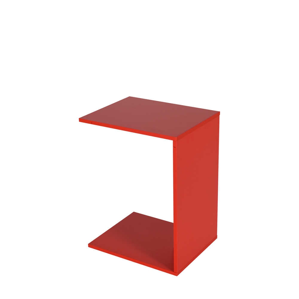 Masuta Cafea Laterala Adore C shape, cu rotile ascunse, Rosu , 35x60x45 cm