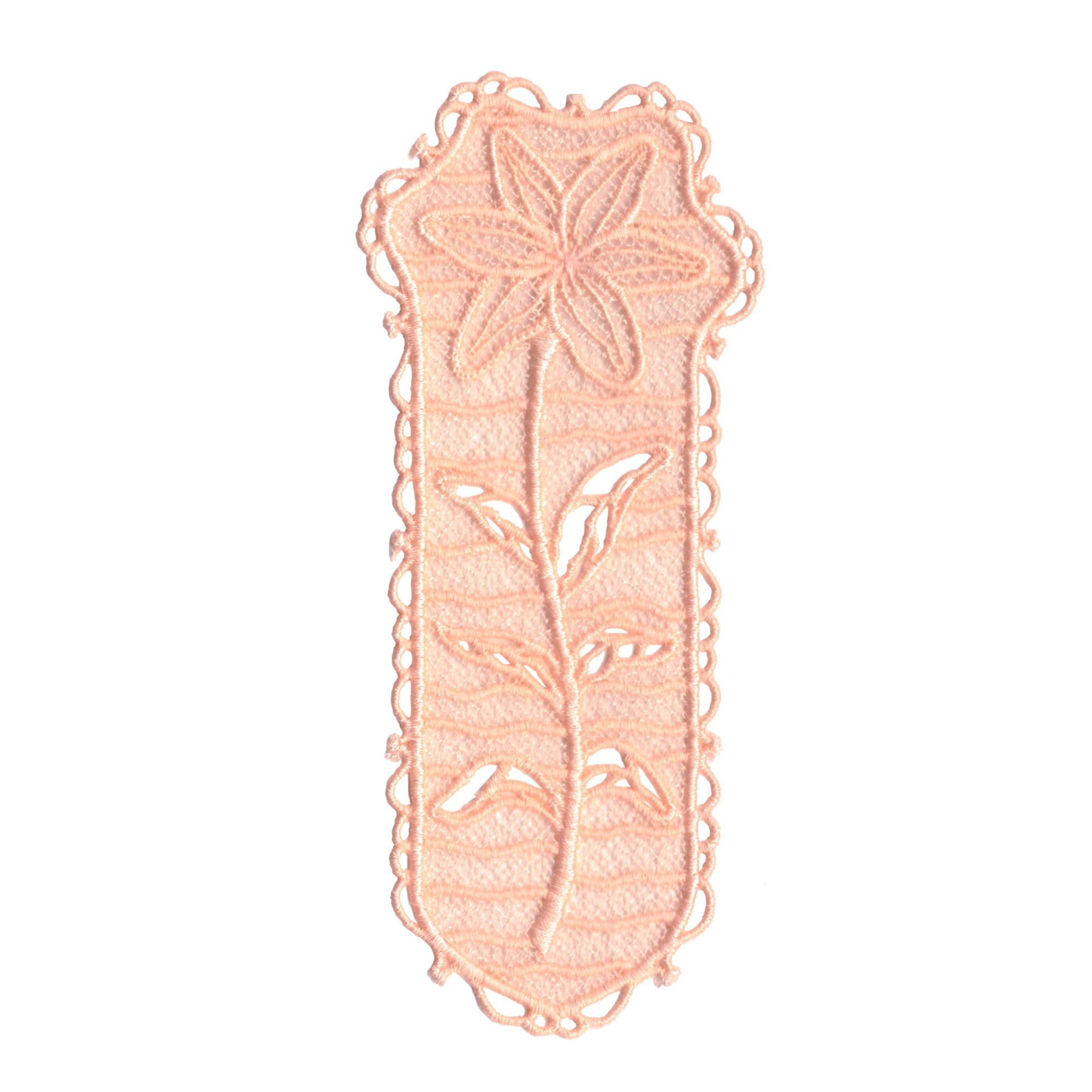 Semn de carte brodat LaRue, crin, roz somon deschis, 17.3 cm