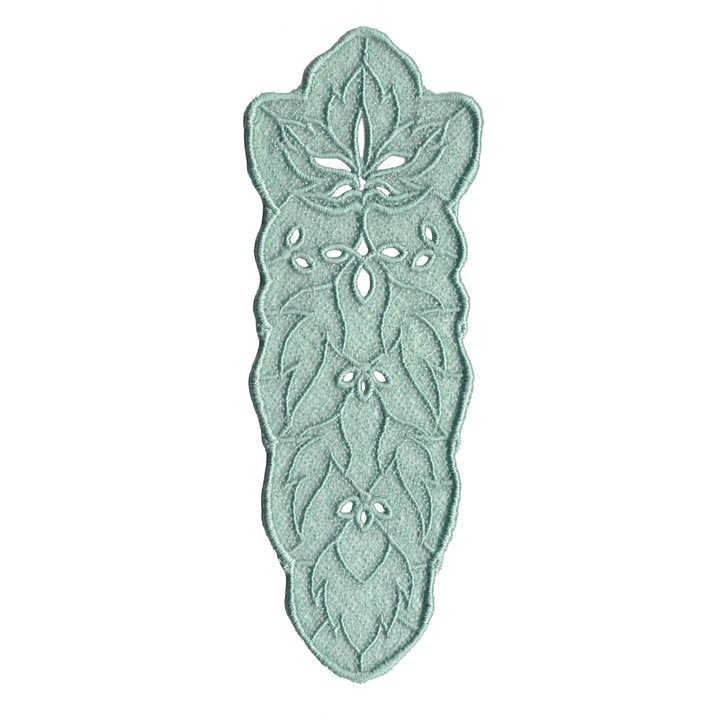 Semn de carte brodat LaRue, frunze, vernil, 17.4 cm