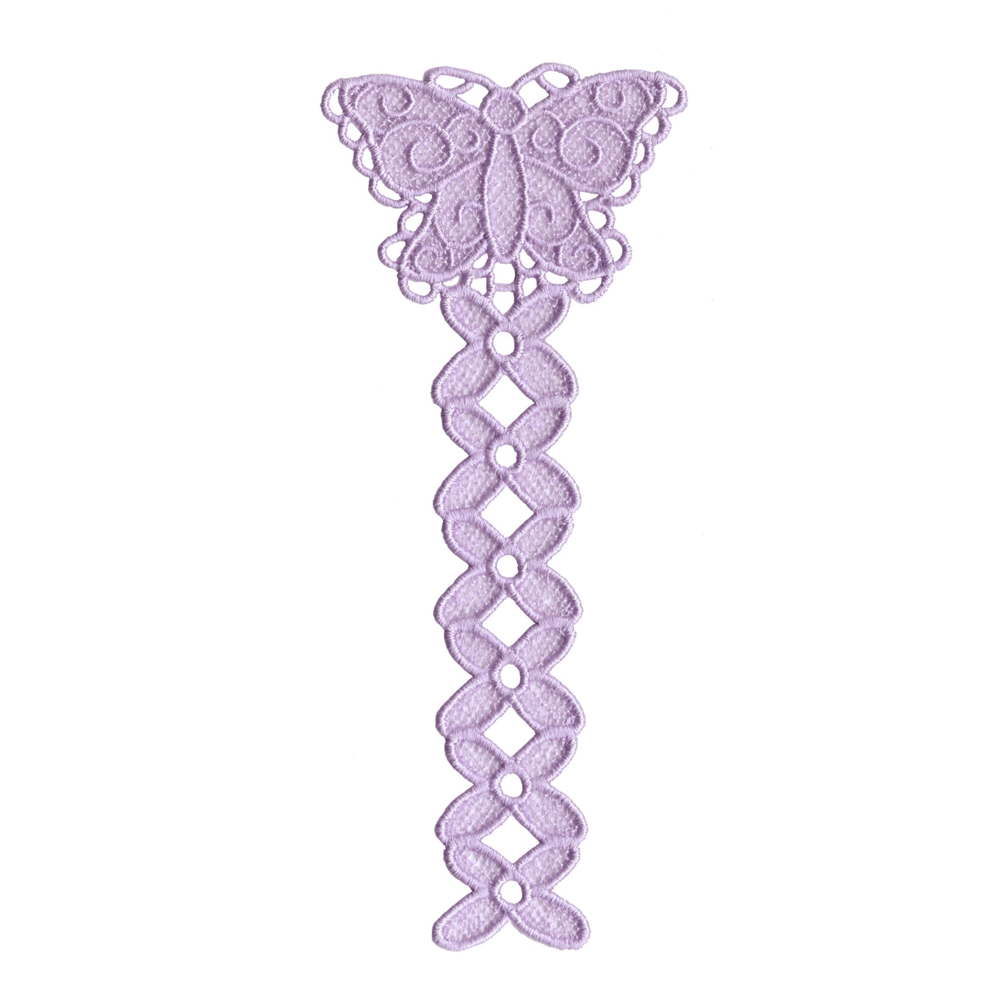 Semn de carte brodat LaRue, fluturas, lila deschis, 17.4 cm