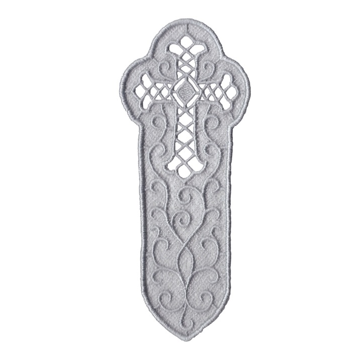 Semn de carte brodat LaRue, cruce, gri, 17 cm