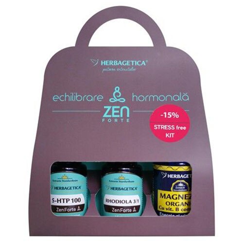 Supliment alimentar Stress free kit Herbagetica 30 capsule+30 capsule+60 capsule