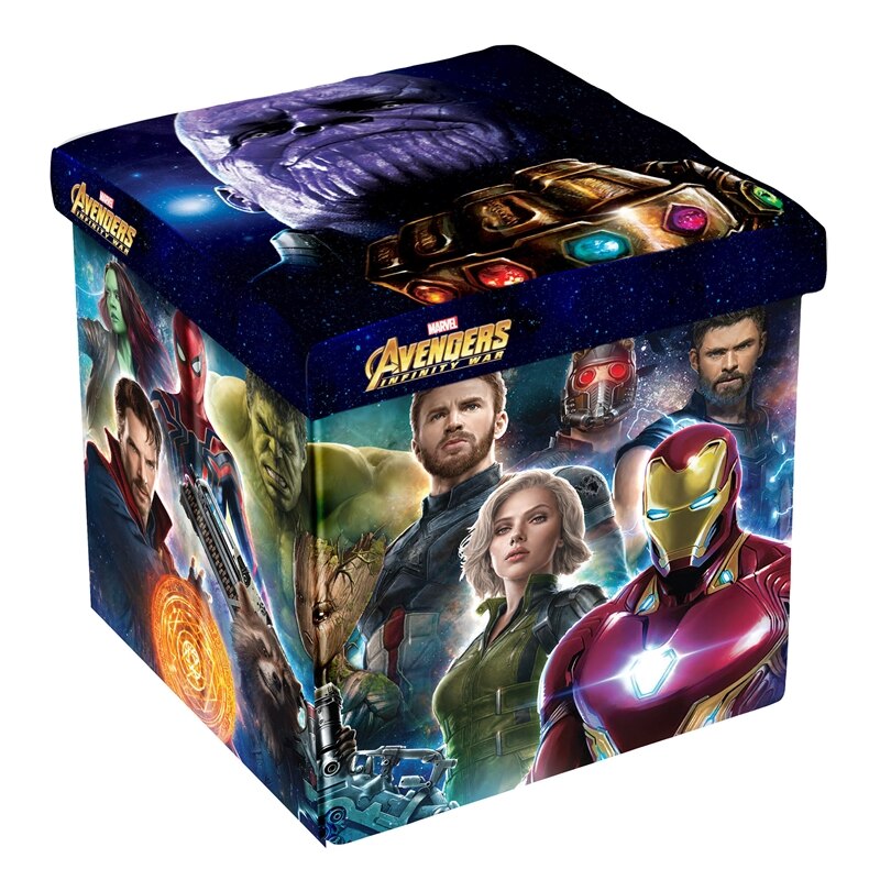 Taburet 3in1 cu spatiu de depozitare Disney, Avengers, MDF, Greutate maxima suportata 150 kg, Multicolor