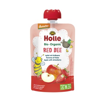 Piure Eco, de fructe cu mere si capsuni, Red Bee ,100g Piure Eco, de fructe cu mere si capsuni, Red Bee ,100g