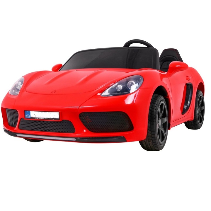 Extrém nagy Elektromos Kisautó-Porsche hasonmás-24V-Központi Motor-Direkthajtás-Fújható Kerekek-Gáz és Fékpedál-Kézifék-Két Üléses-100 Kg. Terhelhetőség-Piros