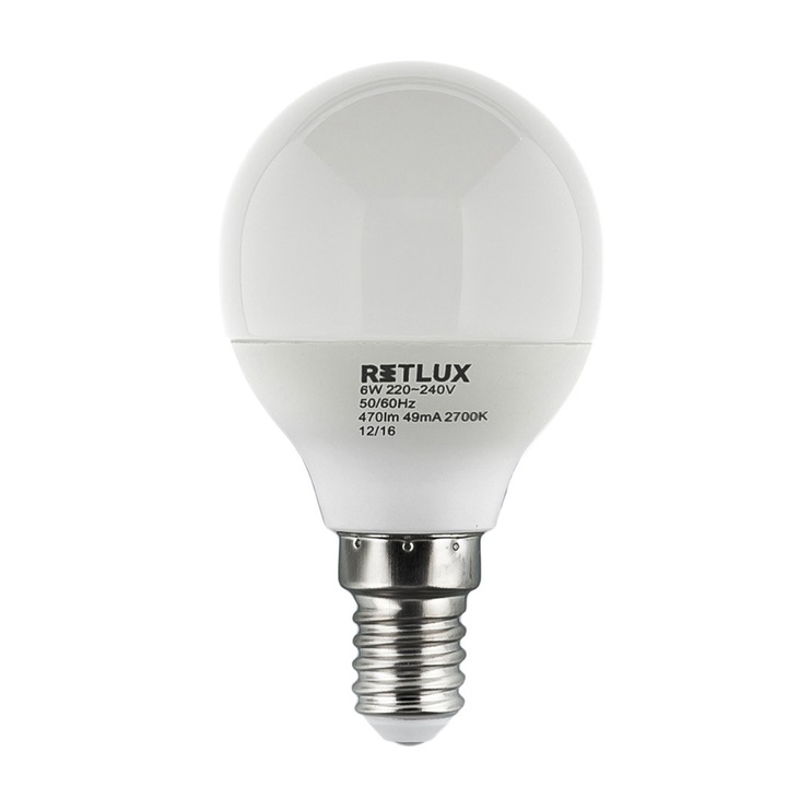 Retlux RLL 273 G45 E14 miniG 5W WW LED izzó, meleg fehér, 2700K