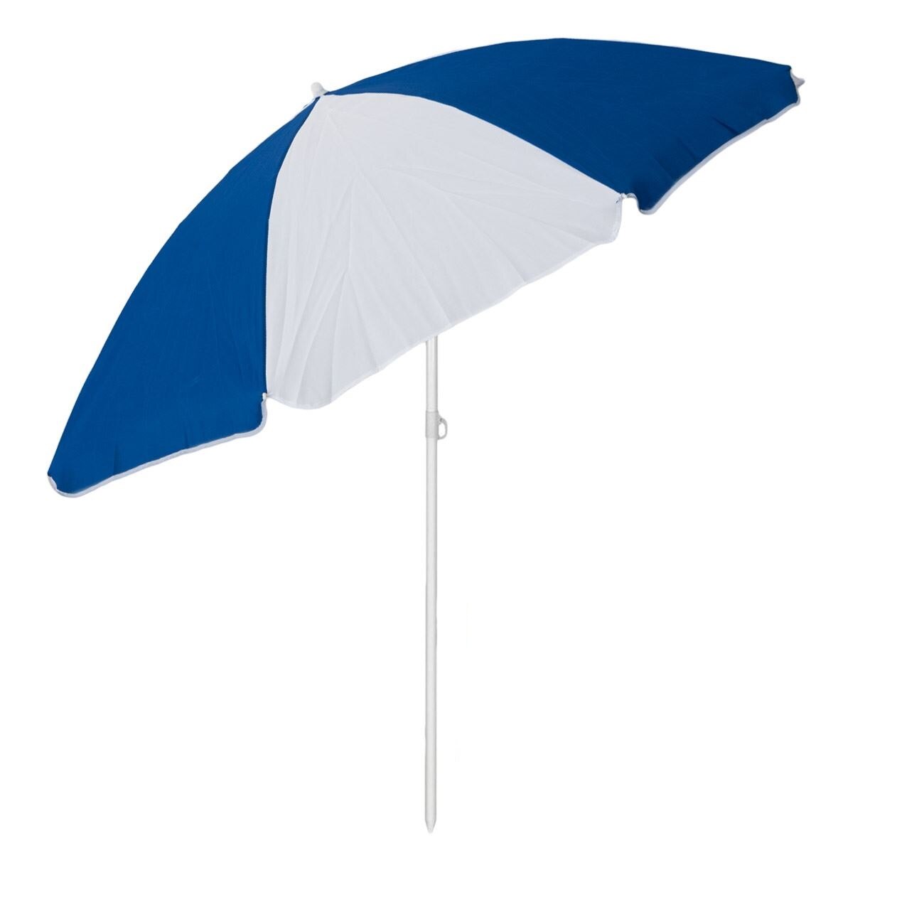 Umbrela rotunda model clasic albastra cu alb utilizata pentru gradina,plaja,terasa,curte,diametru 200cm