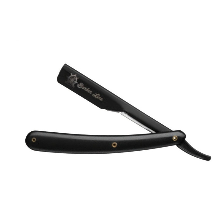 Borotva cserélhető pengével Barber Line, műanyag nyéllel, fekete