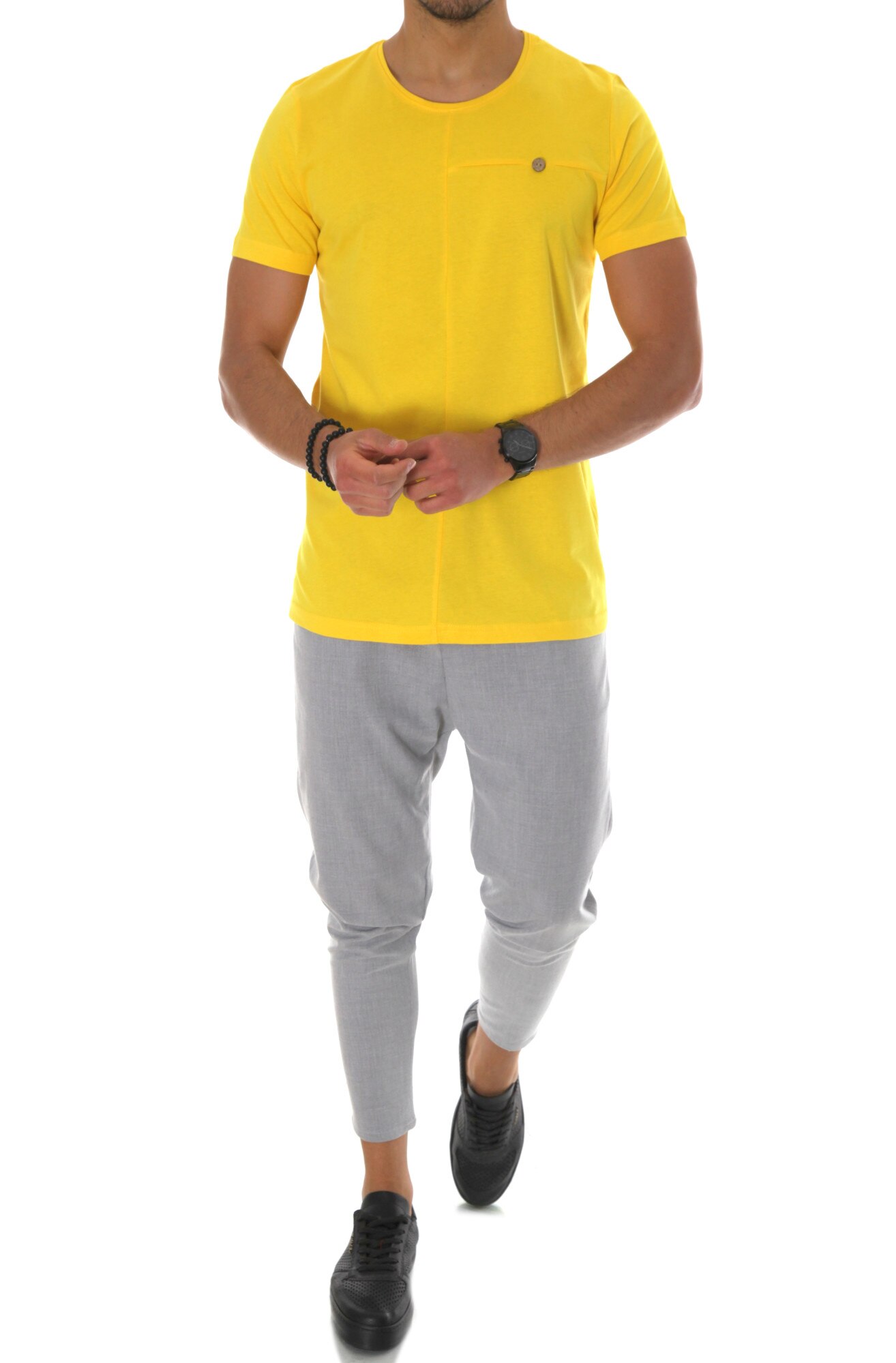 Tricou galben, pentru barbati, fashion, A9588, Galben