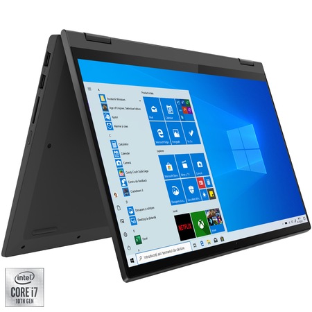 Laptop 2 in1 Lenovo IdeaPad Flex 5 14IIL05 cu procesor Intel® Core™ i7-1065G7, 14" Full HD, Touchscreen, 8GB, 512GB SSD, Intel® Iris® Plus Graphics, Windows 10 Home, Graphite Grey