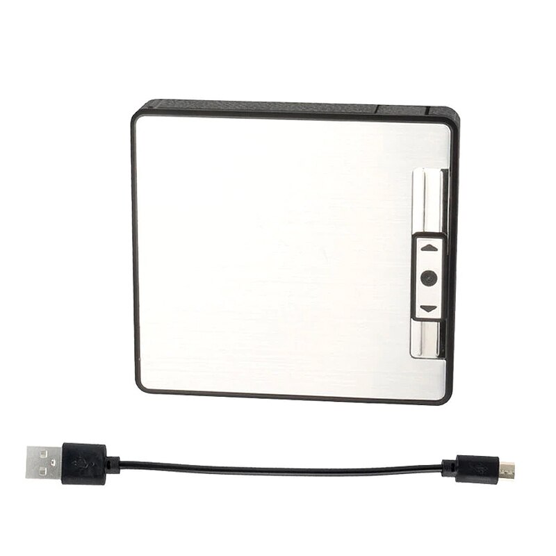 Tabachera MBrands 2.0 cu bricheta electronica, Fara Gaz ,incarcare USB , capacitate 19 de tigari , argintiu