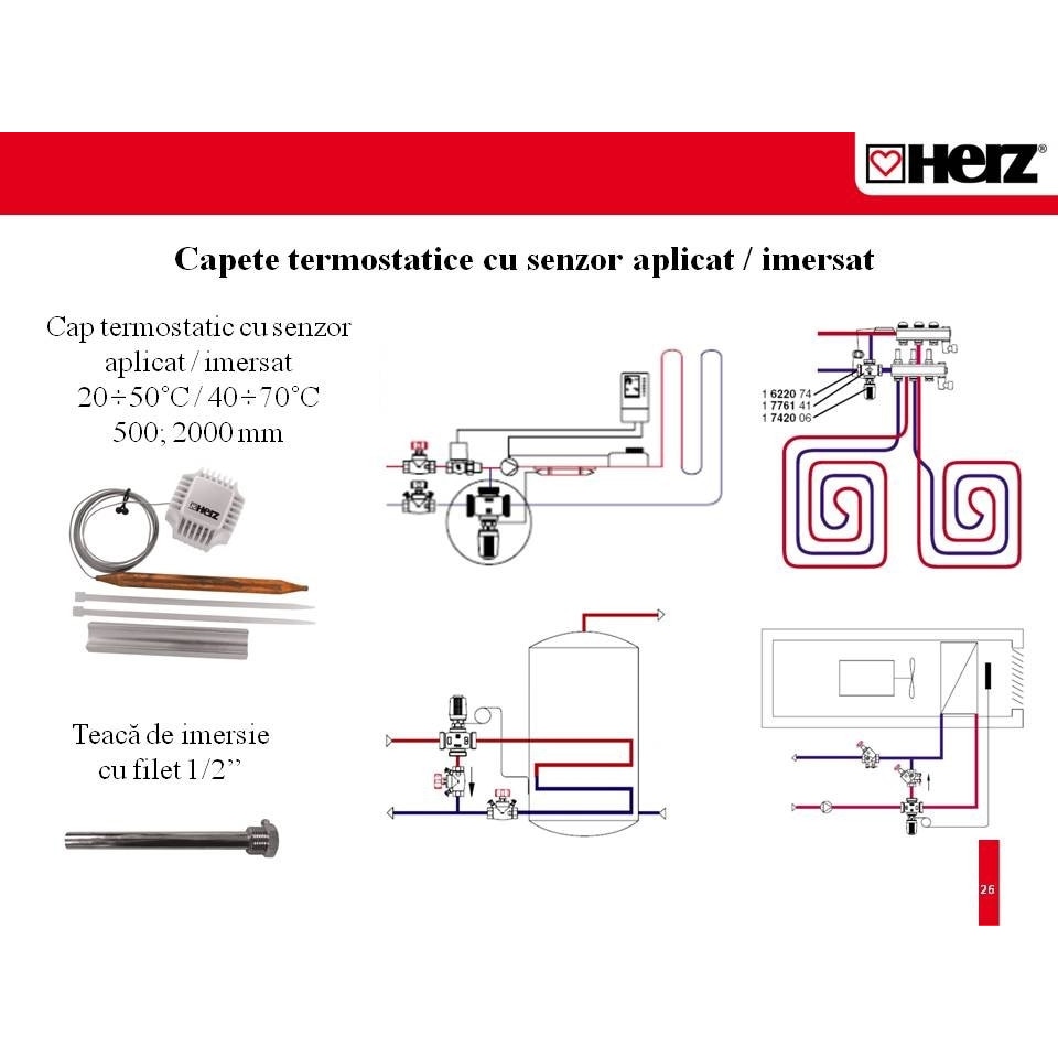 termostatic cu senzor de contact Herz, pentru incalzirea in pardoseala, 1 7420 06 - eMAG.ro