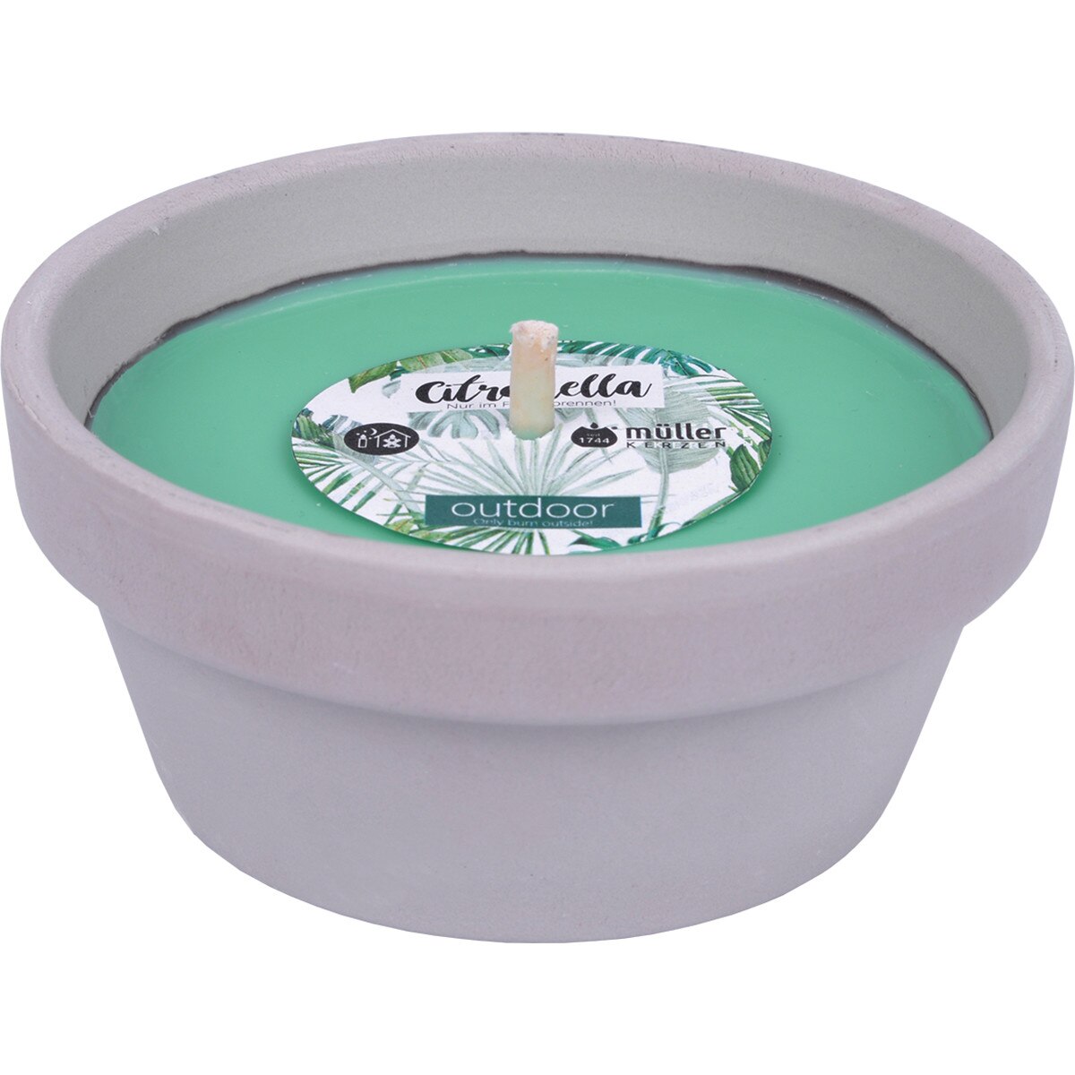 Lumanare antitantari in vas ceramic gri 12 cm -citronela neptune