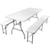Set Masa de gradina cu 2 banci, pentru terasa sau curte, pliabila, dreptunghiulara, otel, 180x75,5x74, gri