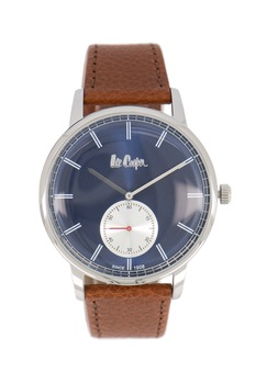 Lee Cooper, Ceas analog cu o curea de piele, Argintiu/Maro scortisoara Lee Cooper, Ceas analog cu o curea de piele, Argintiu/Maro scortisoara