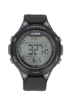 Lee Cooper, Ceas digital cronograf cu o curea de silicon, Negru stins Lee Cooper, Ceas digital cronograf cu o curea de silicon, Negru stins