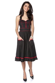 Rochie polka,neagra, draguta, stil anii 50 - ROH - DR4129 Rochie polka,neagra, draguta, stil anii 50 - ROH - DR4129