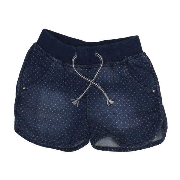 Pantaloni scurti fete iDO, 6 ani, albastru inchis, model cu buline si snur