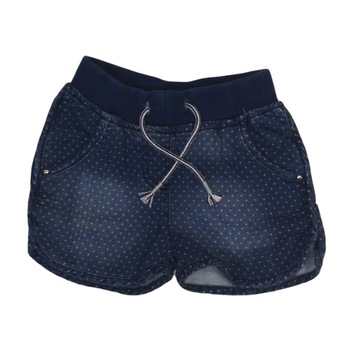 Pantaloni scurti fete iDO, 6 ani, albastru inchis, model cu buline si snur Pantaloni scurti fete iDO, 6 ani, albastru inchis, model cu buline si snur