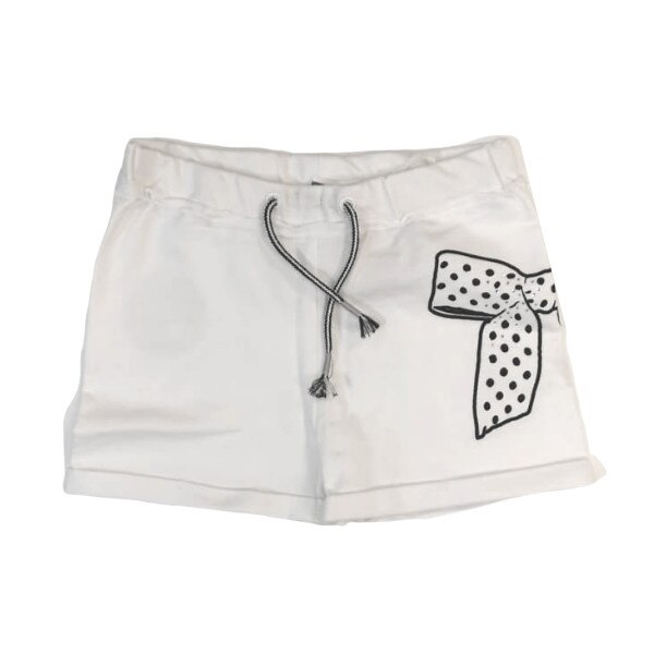 Pantaloni scurti fete iDO, 5 ani, alb, aplicatie funda