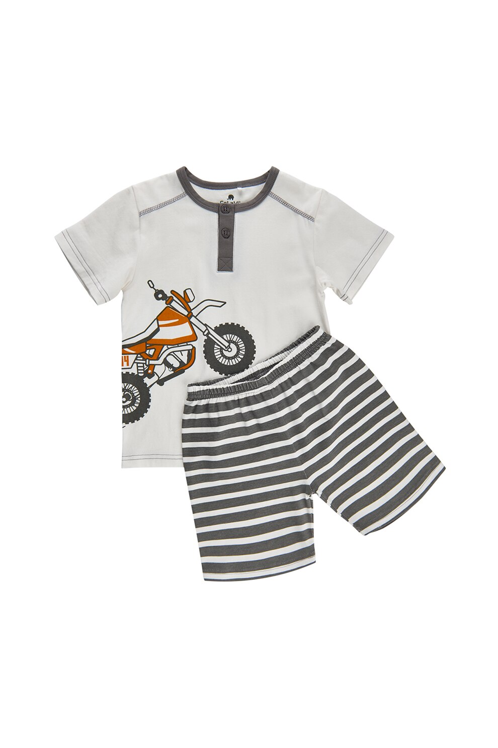 CeLaVi, Pijama cu pantaloni cu model in dungi, Gri deschis/Gri inchis, 110 CM