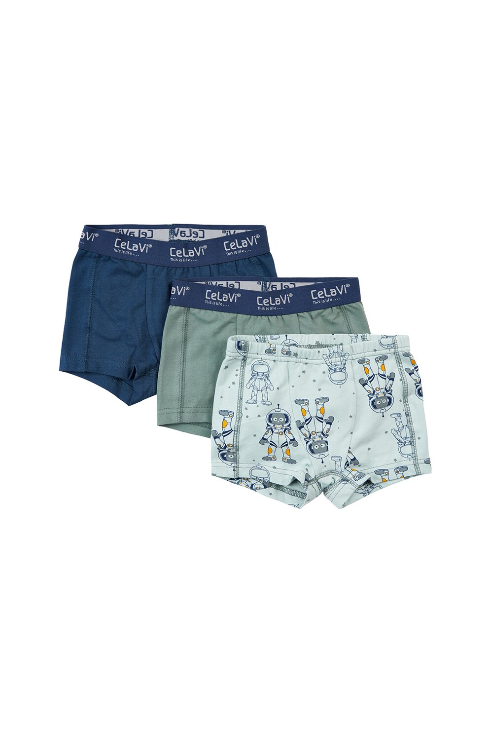 CeLaVi, Set de boxeri - 3 perechi, Albastru/Verde, Albastru/Verde