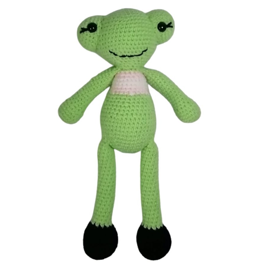 Jucarie crosetata manual, Broscuta, Verde 30 cm