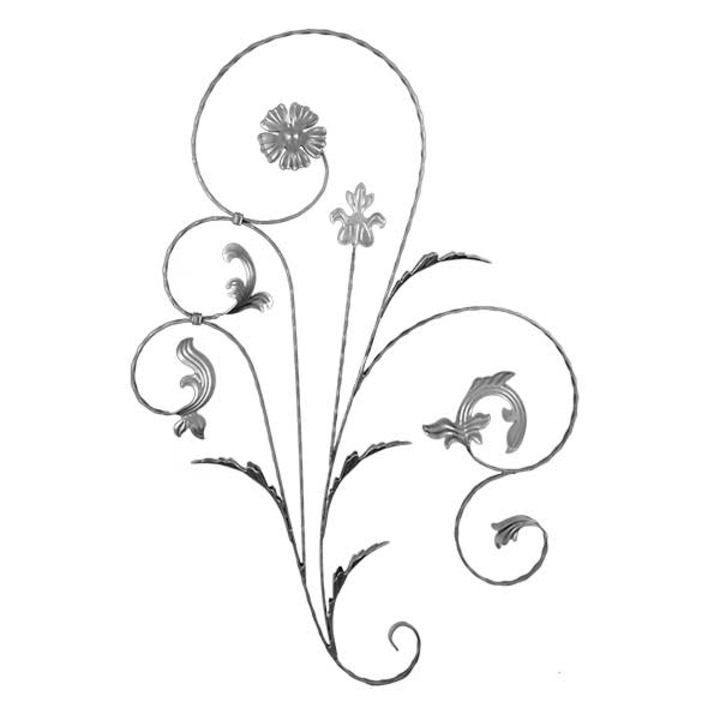 Ornament central pentru balustrada, poarta si gard, Stift Lux Design, Fier Forjat, 110x65cm