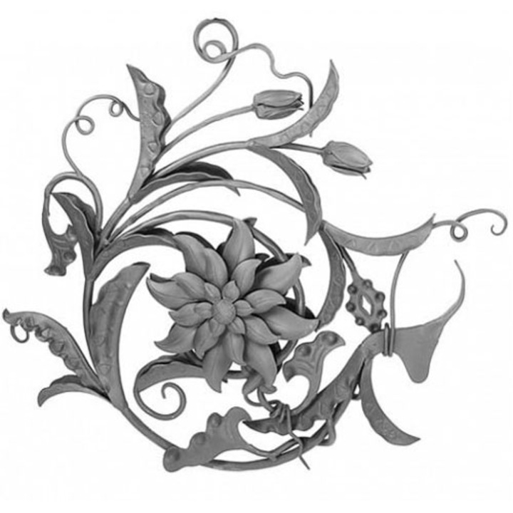 Ornament central pentru balustrada, poarta si gard, Stift Lux Design, Fier Forjat, 69x67.5cm