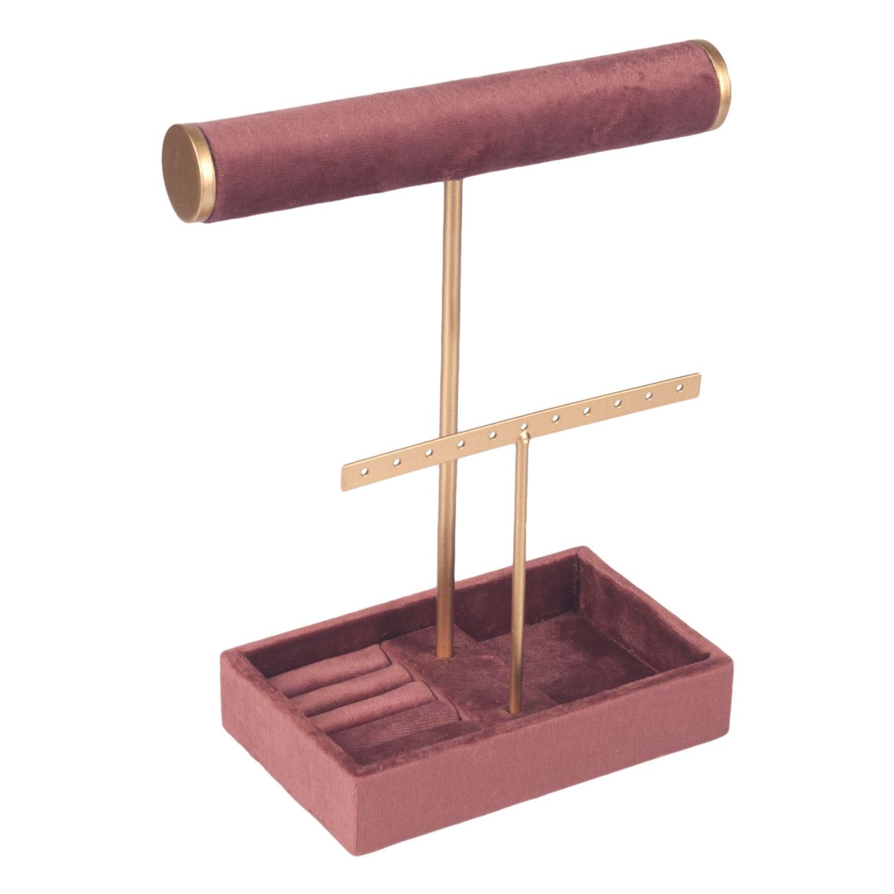 Organizator bijuterii, Dusty Pink Gold, catifea, 25 cm