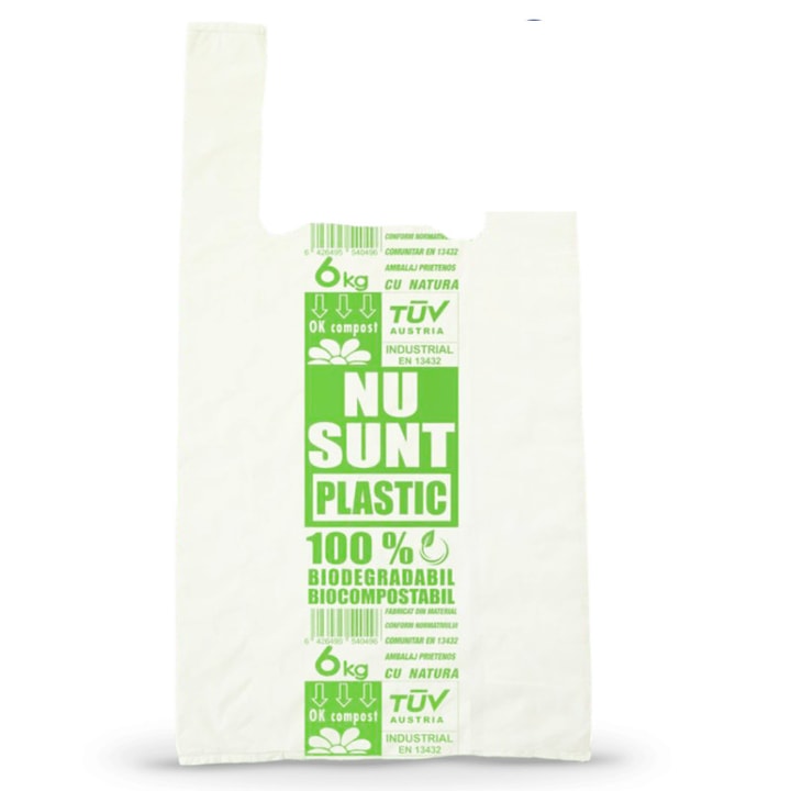 Biológiailag lebomló tank top táska 6 kg 280x500