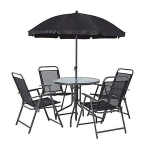 mobilier gradina/terasa, gri, 1 masa, 4 scaune, 1 umbrela, Leticia Grey
