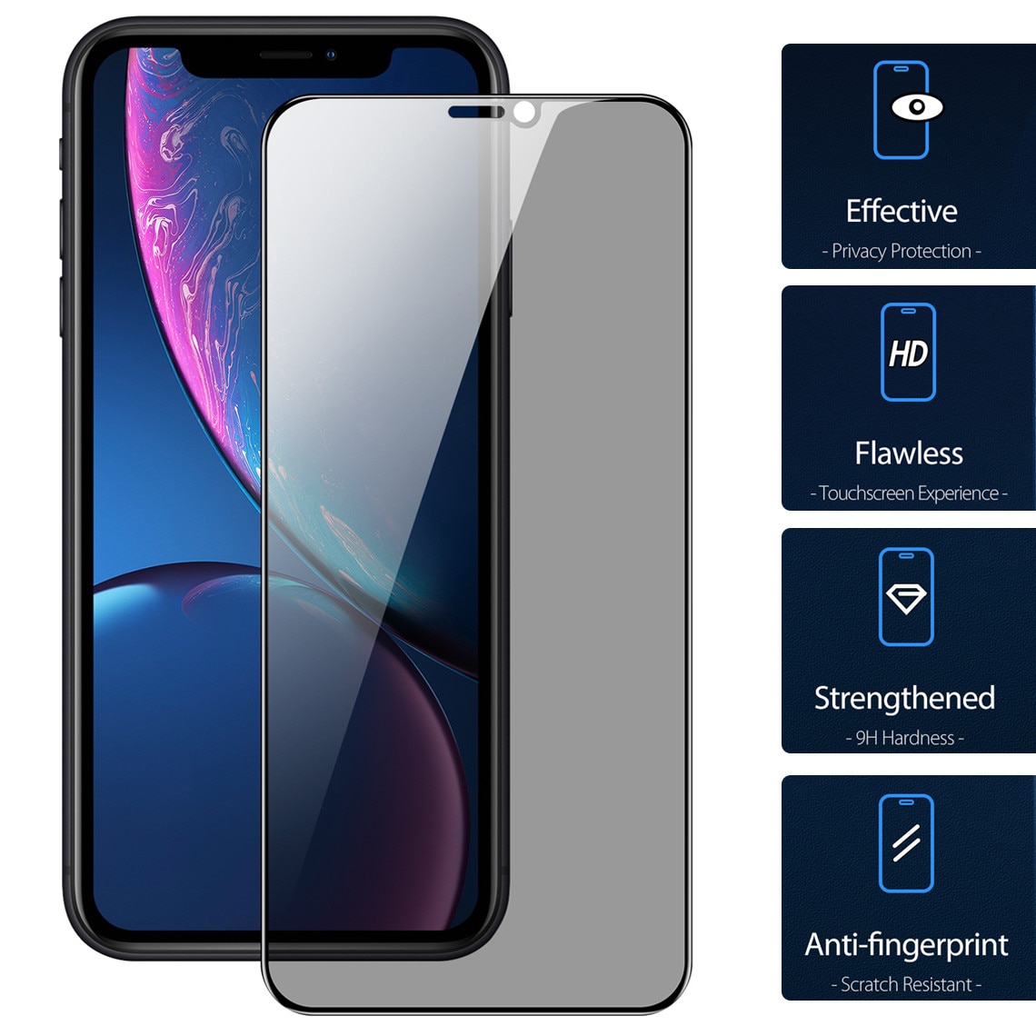Folie Privacy pentru iPhone 11 - Tempered Glass, AntiSpy 6D, Full Glue - iShield®
