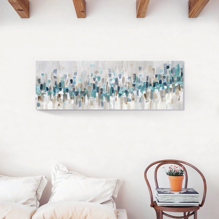 Tablou Canvas - Abstract II, Verde, Mov, Padure, 50 x 150 cm