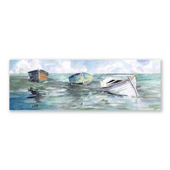 Tablou Canvas - Mare I, Barca, Pastel, Liniste, 50 x 150 cm Tablou Canvas - Mare I, Barca, Pastel, Liniste, 50 x 150 cm